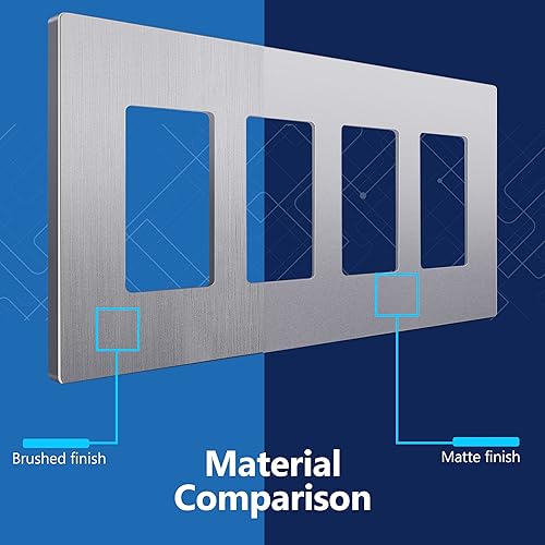Miniatura 174 de LIDER - Cubierta decorativa de interruptor doble con acabado mate, placa de pared sin tornillos, tamaño mediano, 2 bandas, 4.88 x 4.92 pulgadas