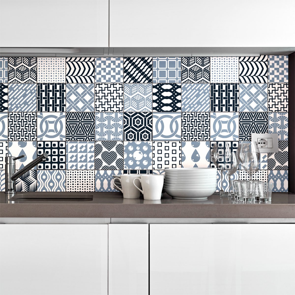 Ambiance Sticker Rivestimenti Autoadesivi per Cucina e Bagno Helsingborg - 9 Piastrelle Adesive 20 x 20 cm
