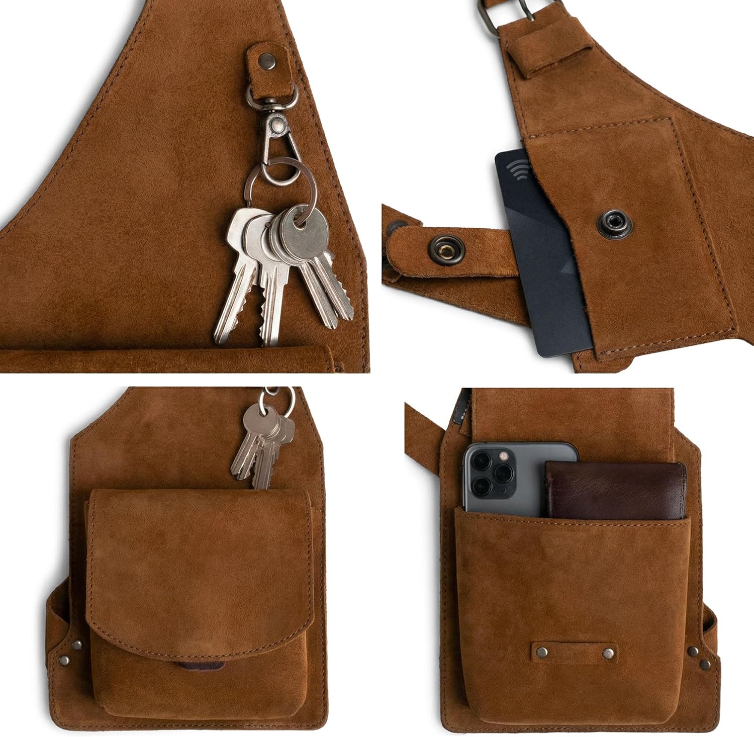 Hide & Play, Shoulder Holster with Adjustable Straps, Ideal for Cosplay, Steampunk, Renaissance, Costume Parties, Full Grain Leather, Handmade