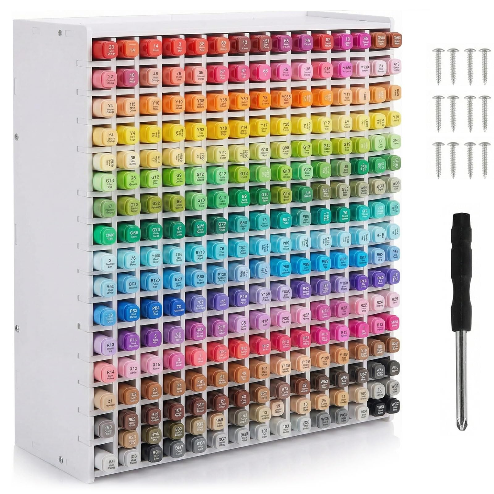 YDUDUM Marker Pen Storage, 240 Art Marker Storage Rack Space Saving Art Pen Organiser Rack Anti Roll Marker Tray with Dividers