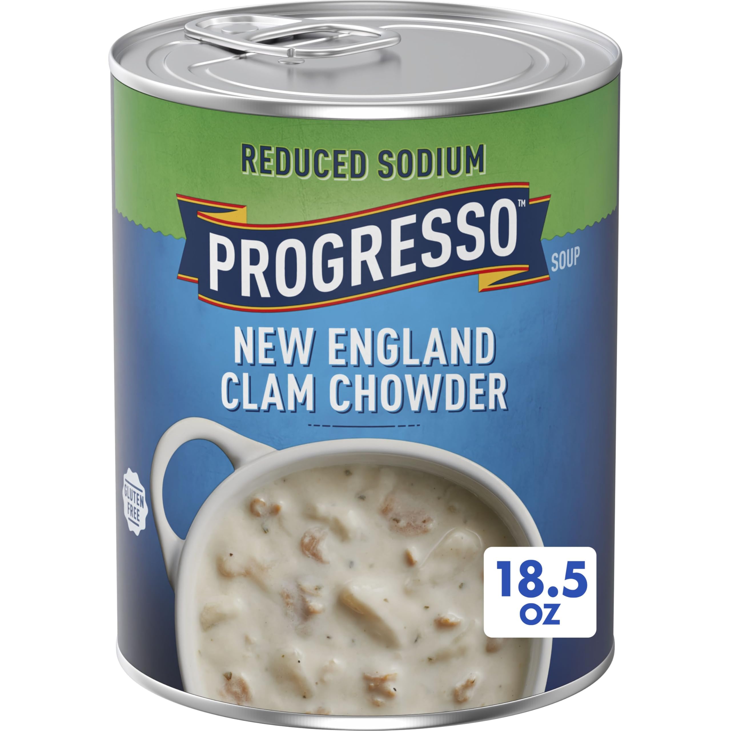 Progresso New England Clam Chowder, Reduced Sodium Canned Soup, 18.5 oz