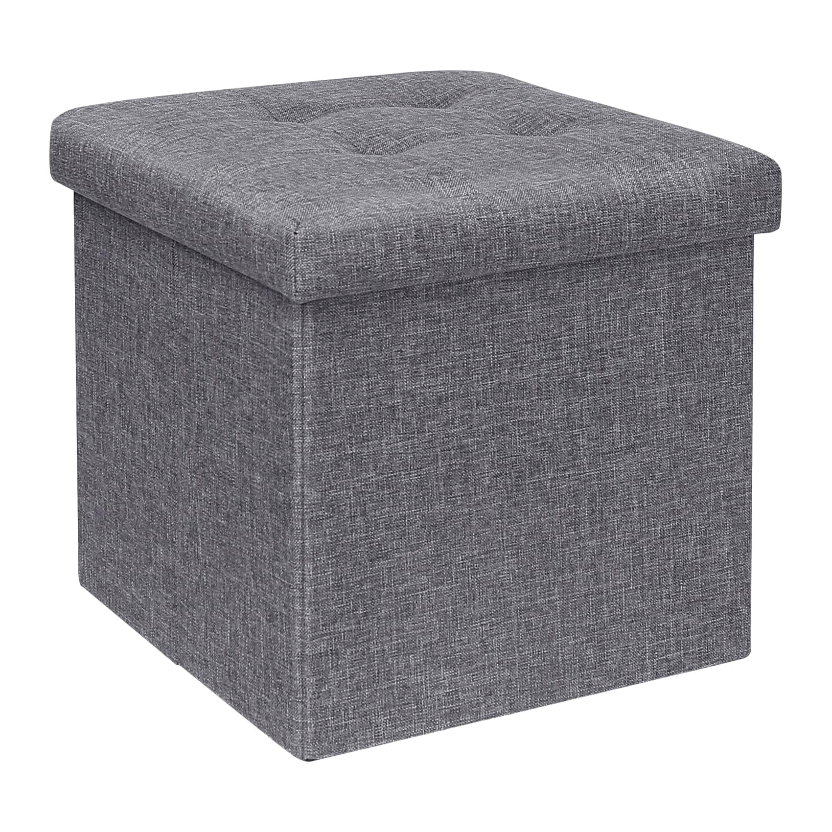 Pouf coffre de rangement gris lin 32cm charge max 150kg pour enfant