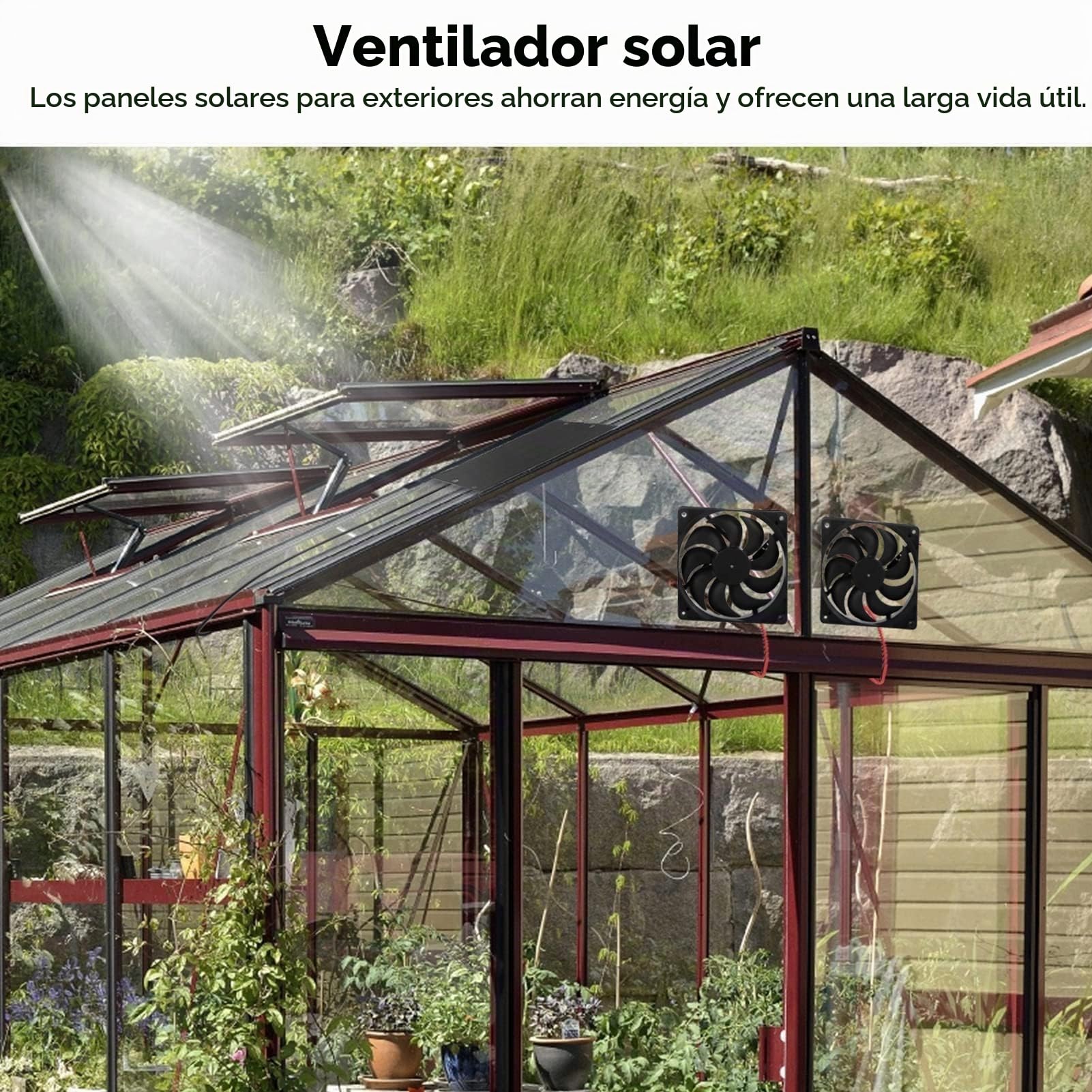 Agatige Kit De Ventilador De Panel Solar, Mini Doble Ventilador De Escape Solar Impermeable, Ventilador Solar Para Exterior Doble Equipo Para Invernaderos, Gallineros, Cobertizos Y Casas De Mascotas