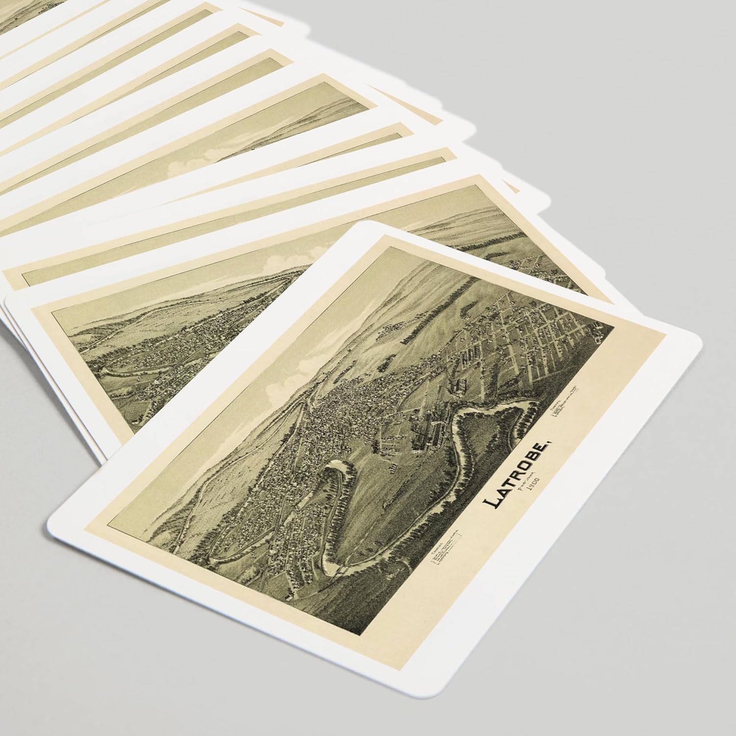 Lantern Press Latrobe, Pennsylvania, Panoramic Map, 52 Playing Cards for Adults, Poker Size Card Deck