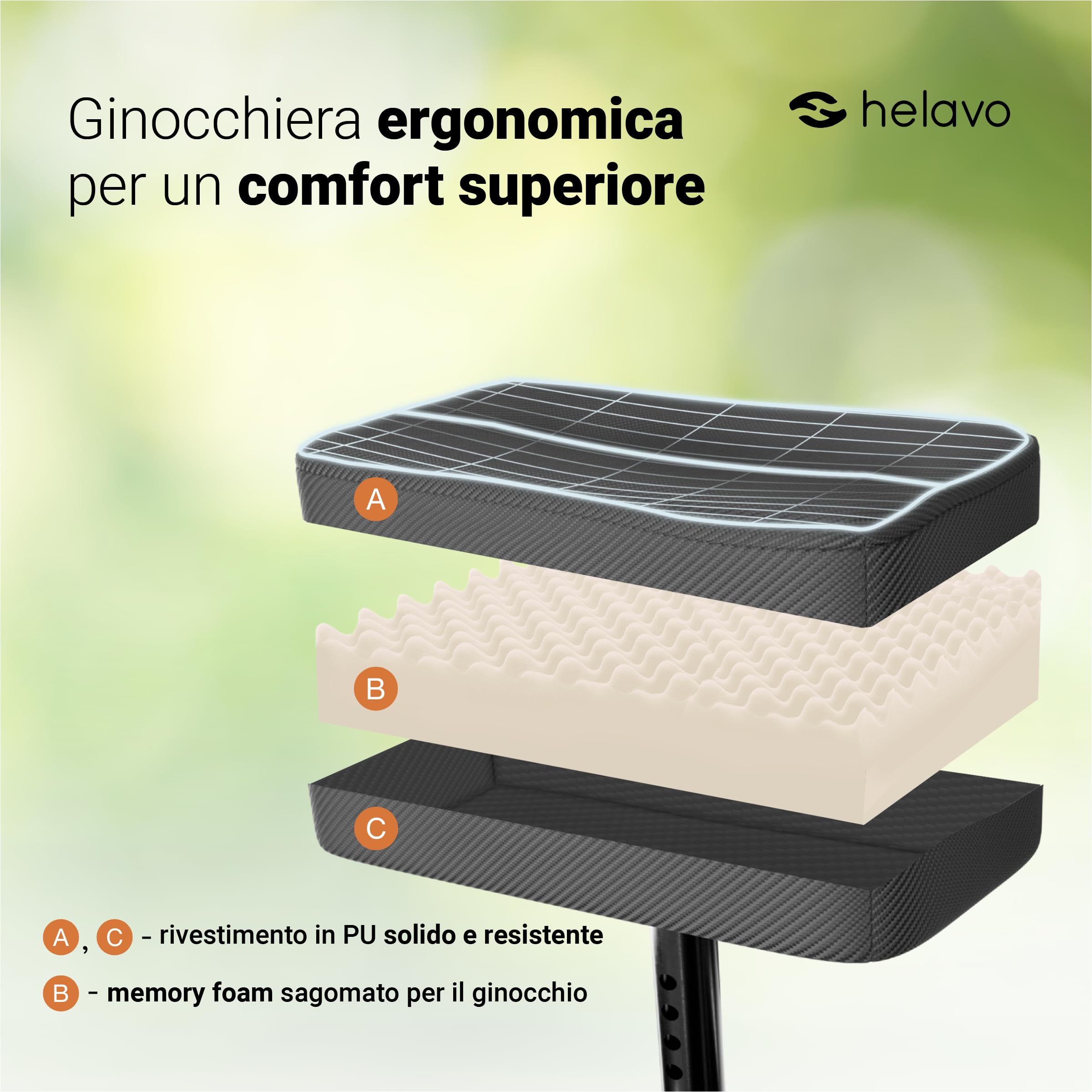 Helavo sostituto delle stampelle, deambulatore per ginocchia pieghevole - Deambulatore ortopedico per ginocchia con morbida ginocchiera e manubrio regolabile