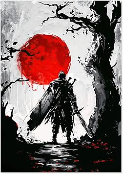 Beserker Anime Poster, Japanese Art Print, Manga Style Samurai Poster, Bedroom Wall Art, A4 Print Only - 29.7x21cm