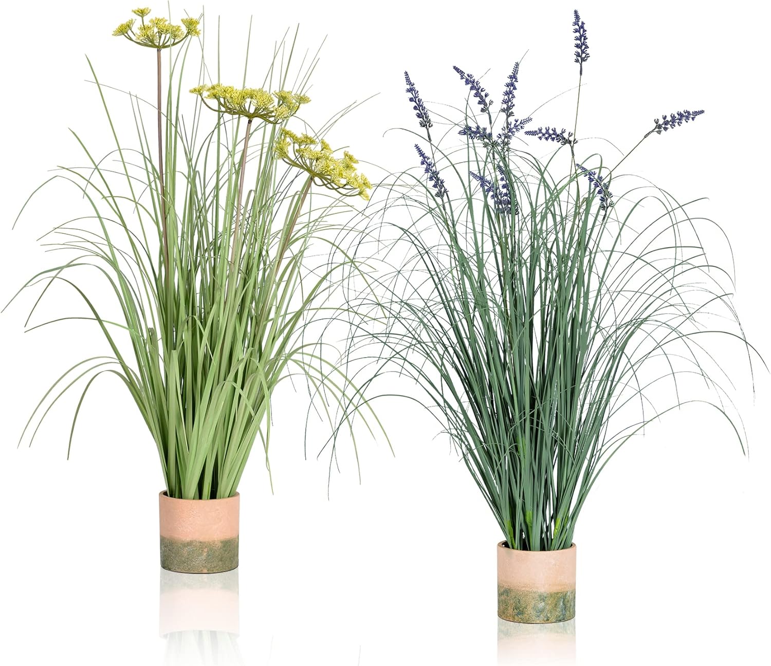 TWINCO DECOR Artificial Potted Plants Fake Onion Grass Plant Large Faux Plants