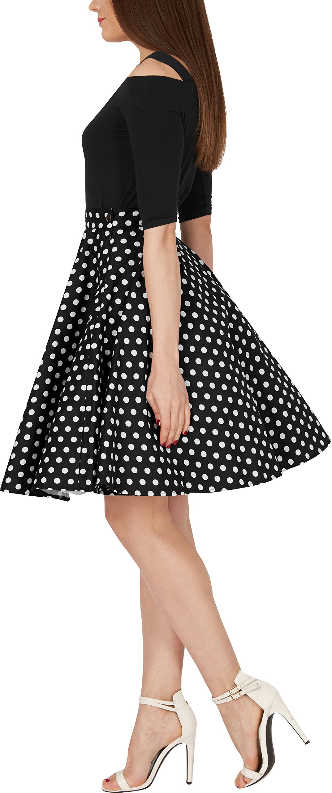 BlackButterfly Floreale Lungo Rockabilly Anni 1950 Gonna A Ruota | Stampa a Contrasto, Foderata, Zip Laterale, Bottone a Pressione, Cotone ed Elastan, Taglie XS-5XL