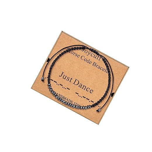 JoycuFF Just Dance Morse Code Bracelets for Women Teen Girls, Inspirational Birthday Mother's Day Christmas Gifts for Best Friends Mom Sister Daughter Dance Lovers Wrap Chain Strand Cuff Bracelet