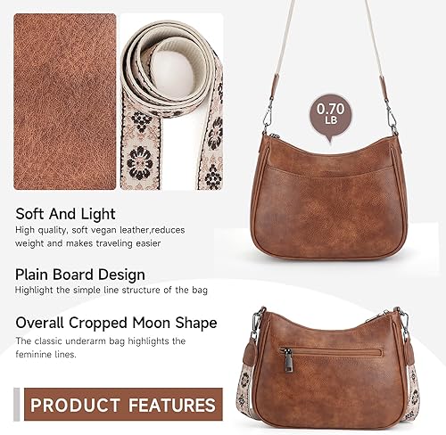 Miniatura 5 de APHISON Bolso cruzado de cuero moderno con correa ajustable, bolso de hombro para mujer