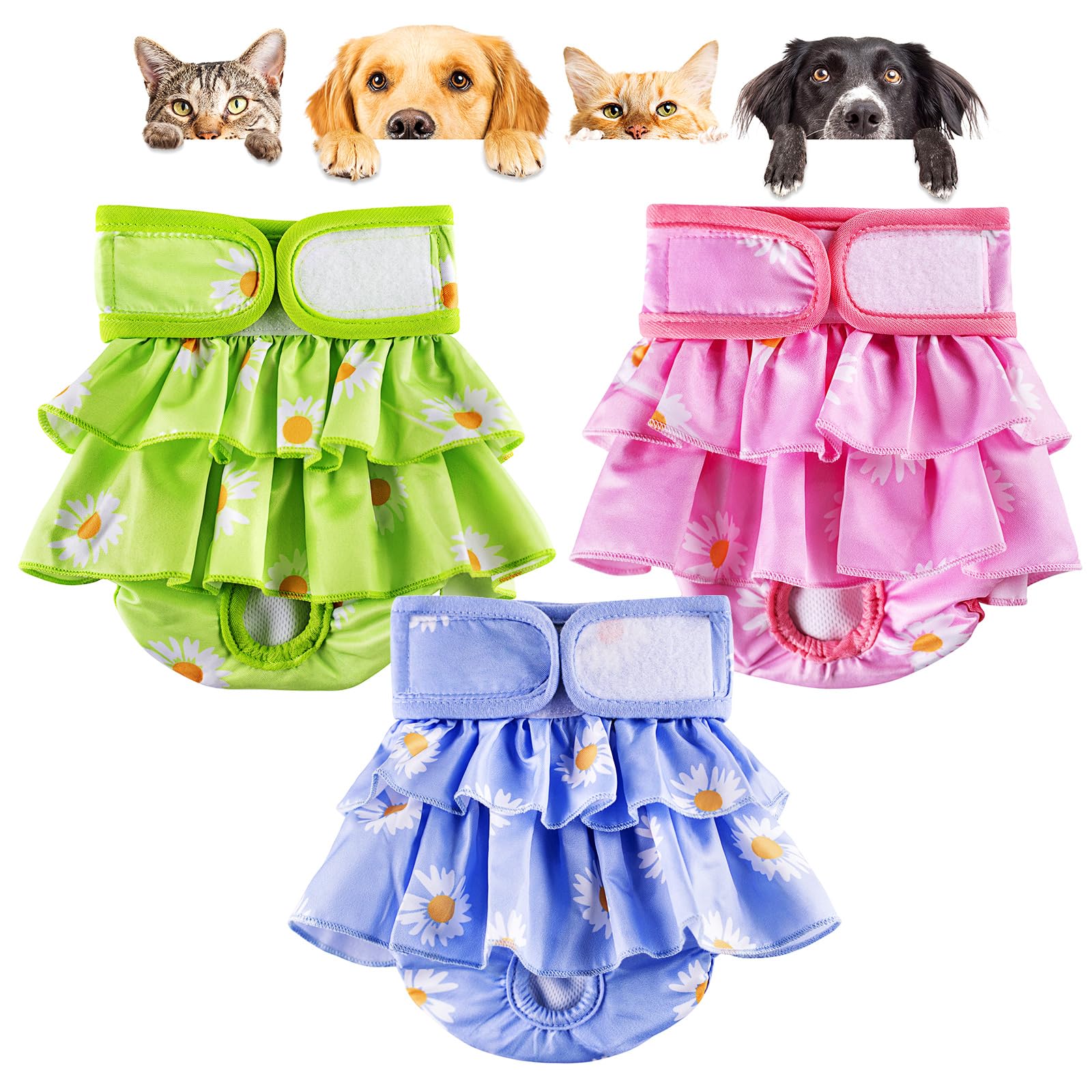 Rawhui Paquete de 3 Pañales para Perros Incontinencia Hembra, Pañales Reutilizables para Perros Lavables Braga para Celo Perras