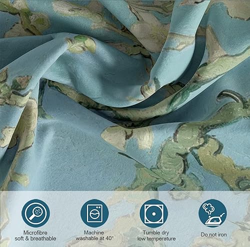 Miniatura 5 de Funda de edredón botánica floral, 2 fundas de almohada, sin sábanas, con cierre de cremallera, cómoda, famosa pintura, estética, juego de cama de 3