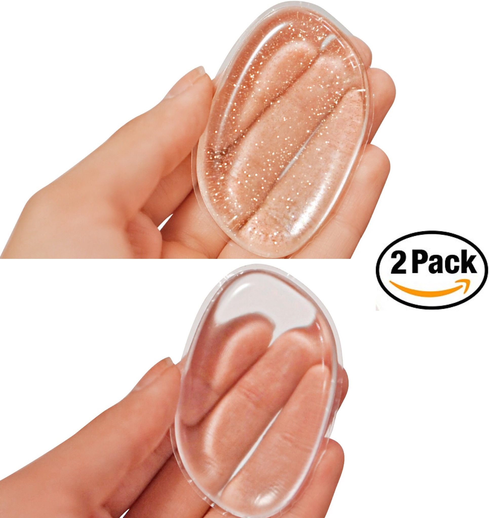 2 Pack -- Glitter and Clear Silicone Makeup Sponge Smooth Applicator Silisponge Blender