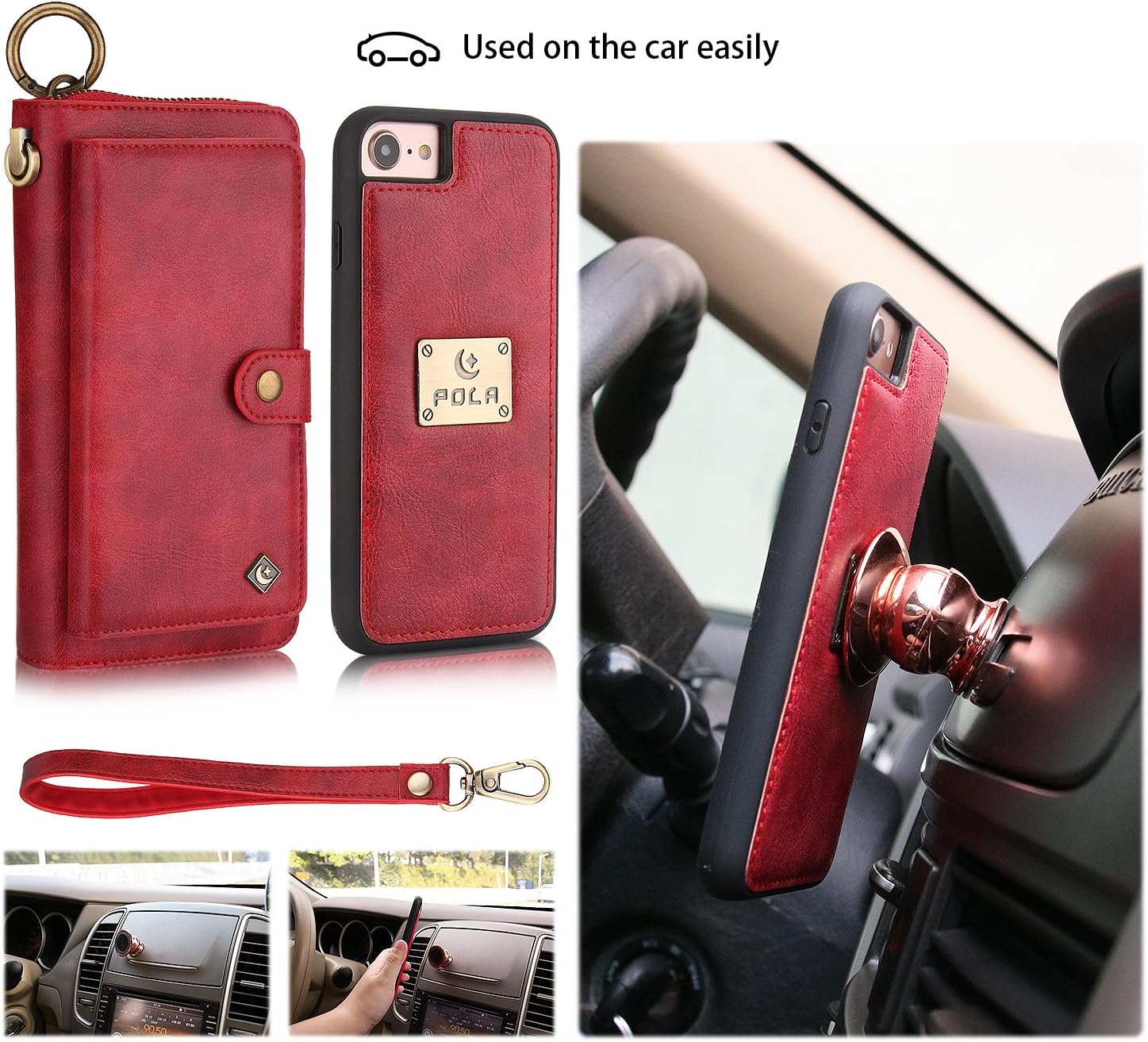 Cheapest 🛒 iPhone 7 Case, iPhone 8 Case, iPhone SE 2020 Wallet Case, XRPow [2 in 1] [Magnetic Detachable] Zipper Wallet Folio Case [Wrist Strap] Slim Shock Back Cover with Credit Card Purse (4.7Inch) - Red