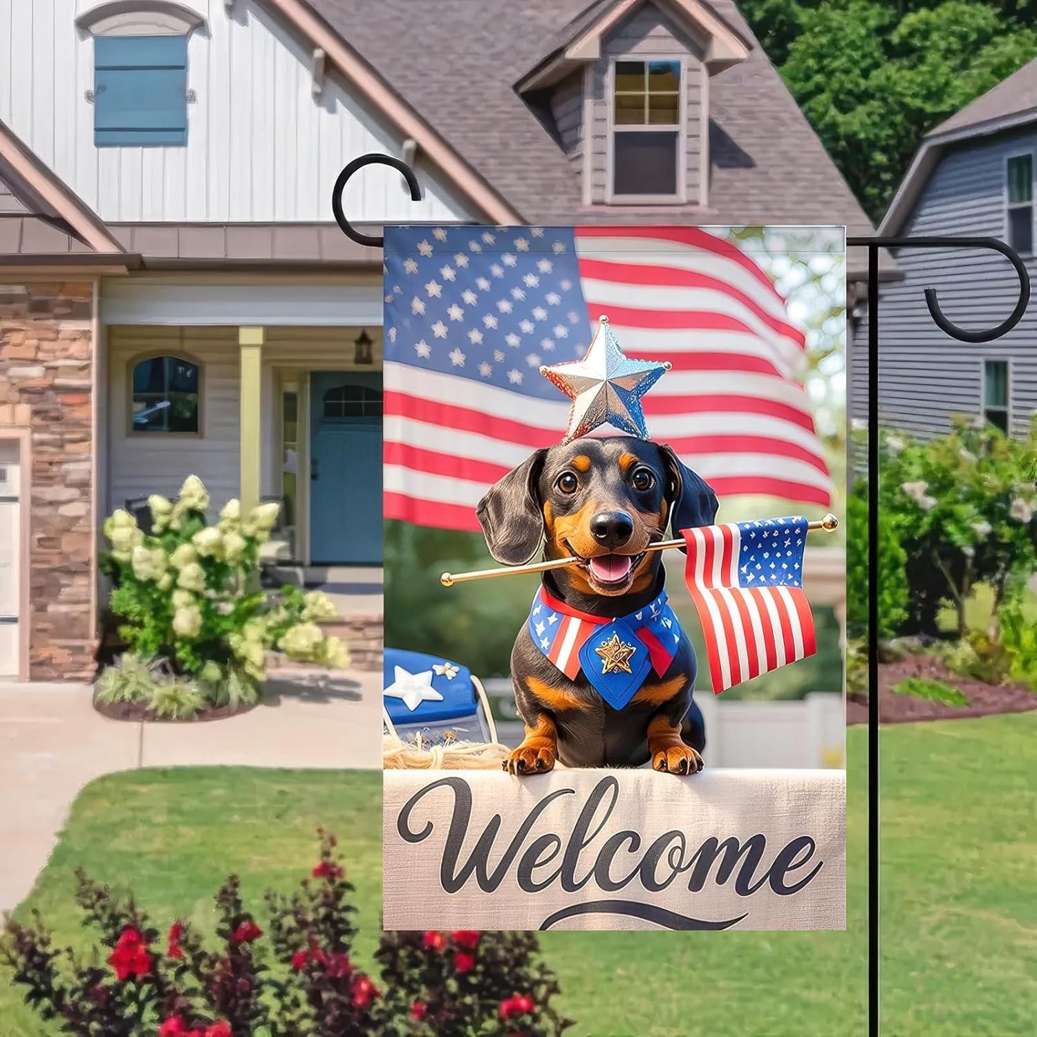 BlissYard Patriotic Flag Dachshund Dog 4th Of July Garden Flag 12x18 Inch Double Sided Vertical Decoration Yard Small Flag For Outside Holiday Seasonal Outdoor Independence Day Memorial Day - Image 6