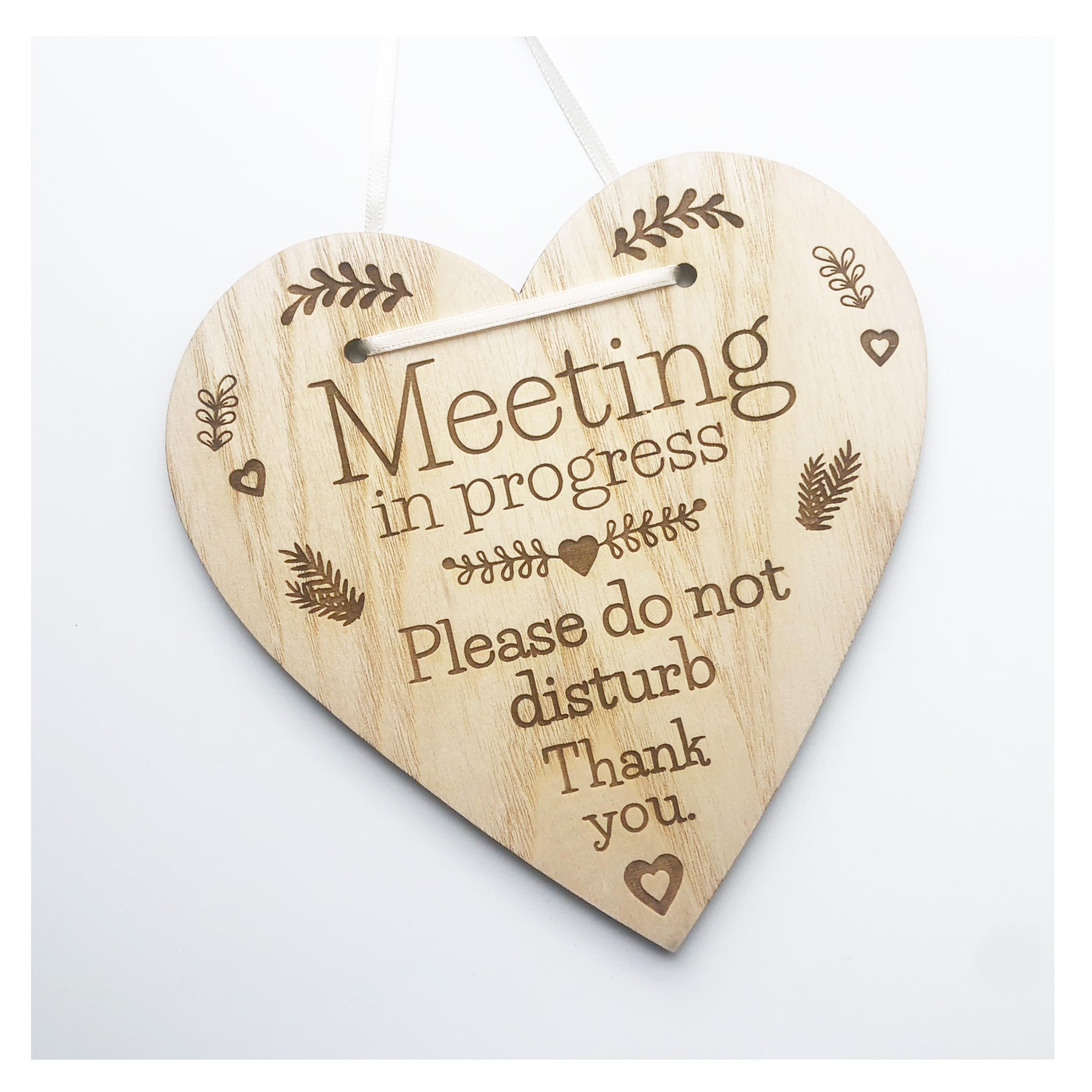 Lovethis** Ash Meeting In Progress - Please Do Not Disturb Door Sign, Nice Polite Way Of Asking 3Mm - Various Ribbon Colours Available