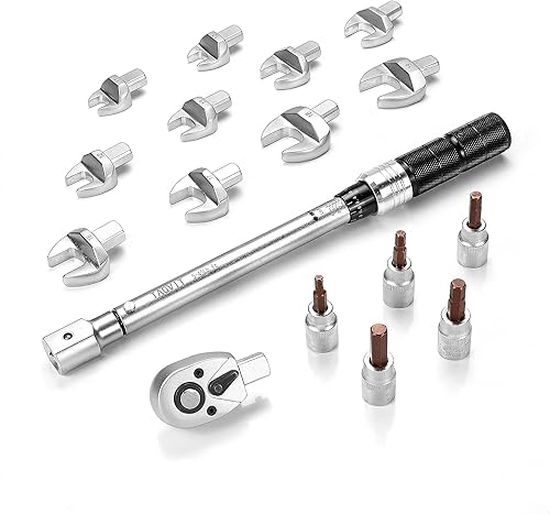 TAGVIT Juego de 17 llaves dinamométricas intercambiables, 0.354in x 0.472in, juego de llaves dinamométricas intercambiables de extremo abierto para