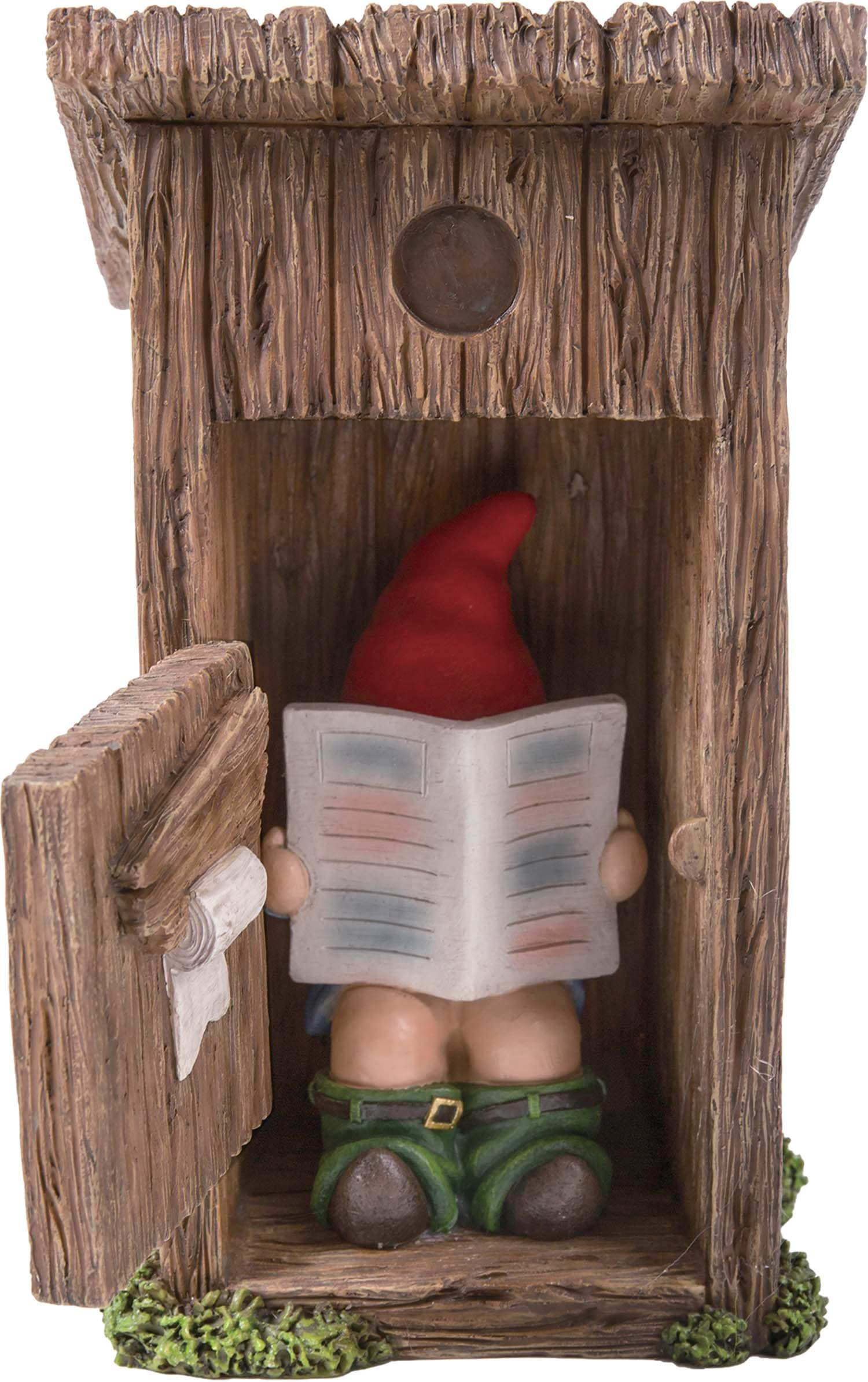 Vivid Arts Gnaughty Gnome in Outhouse (BG-PN78-F) Frost Resistant Garden Ornaments, Garden Decor