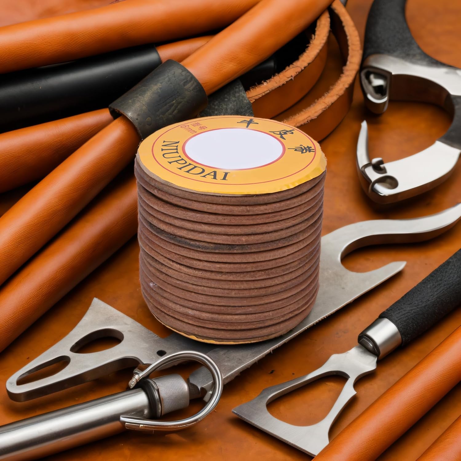 Sewing Machine Leather Belt, Cowhide Belting Multi Function Cowhide Belt Treadle Sewing Machine Belting for Replacement (6mm)