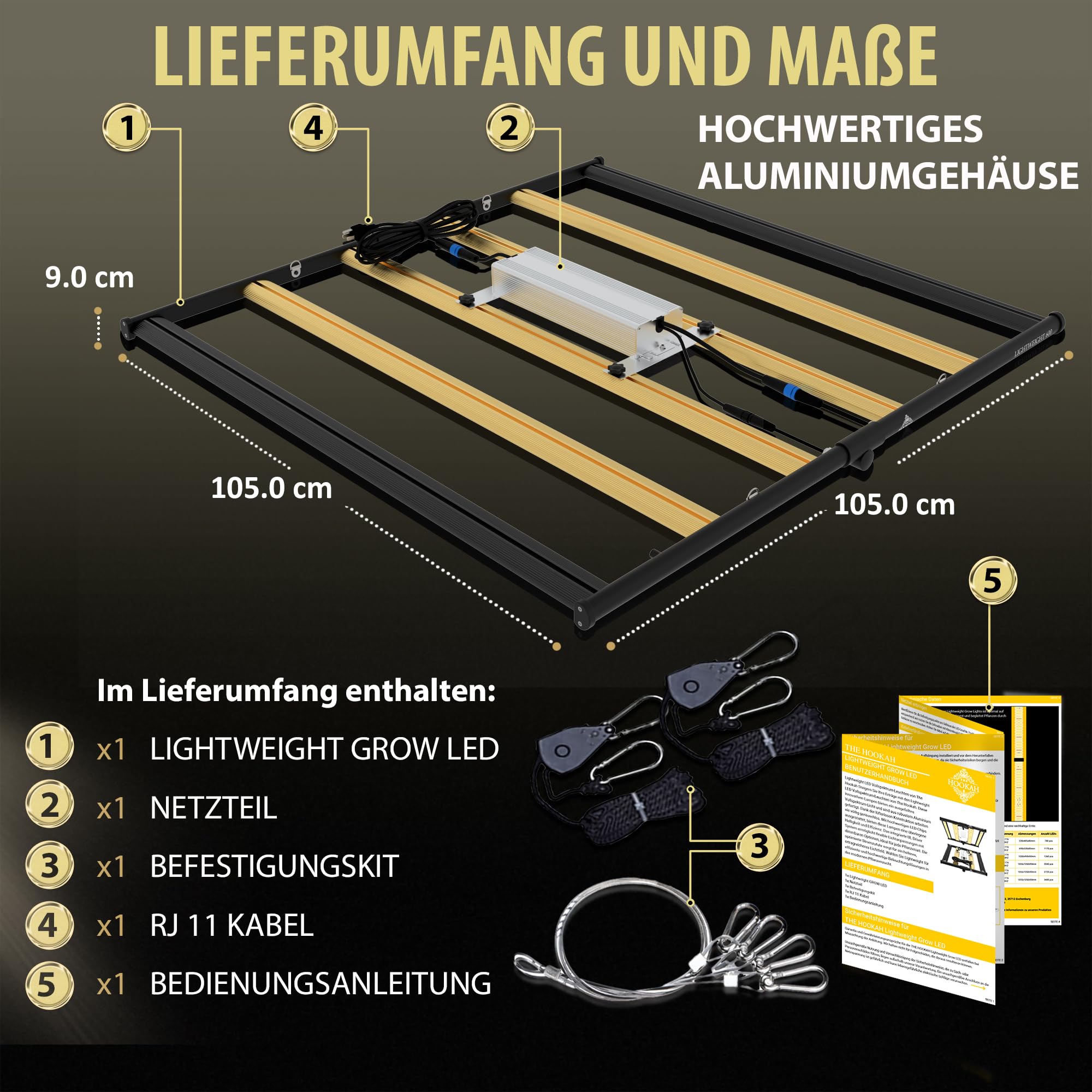THE GROW 600 Watt Vollspektrum LED (mit UV- und Infrarotlicht) mit 2720 Dioden, leistungsstarke Pflanzenlampe, Dimmbar, Daisy-Chain Funktion, optimal für Growzelt / 2,9 umol/J
