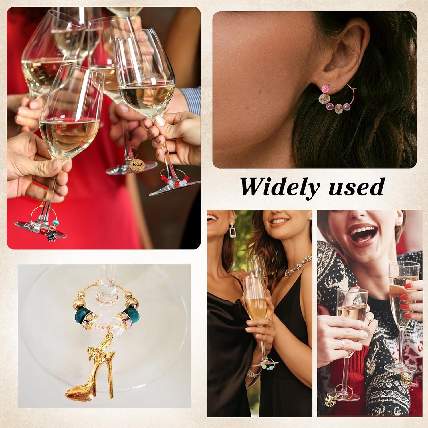TOAOB 100pcs Wine Glass Charming Rings 30mm Gold Open Earring Beading Hoop Favor