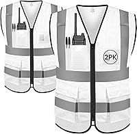 Vista 28 de TICONN Chaleco de seguridad reflectante de alta visibilidad Clase II de malla para mujeres y hombres Cumple con los estándares ANSI