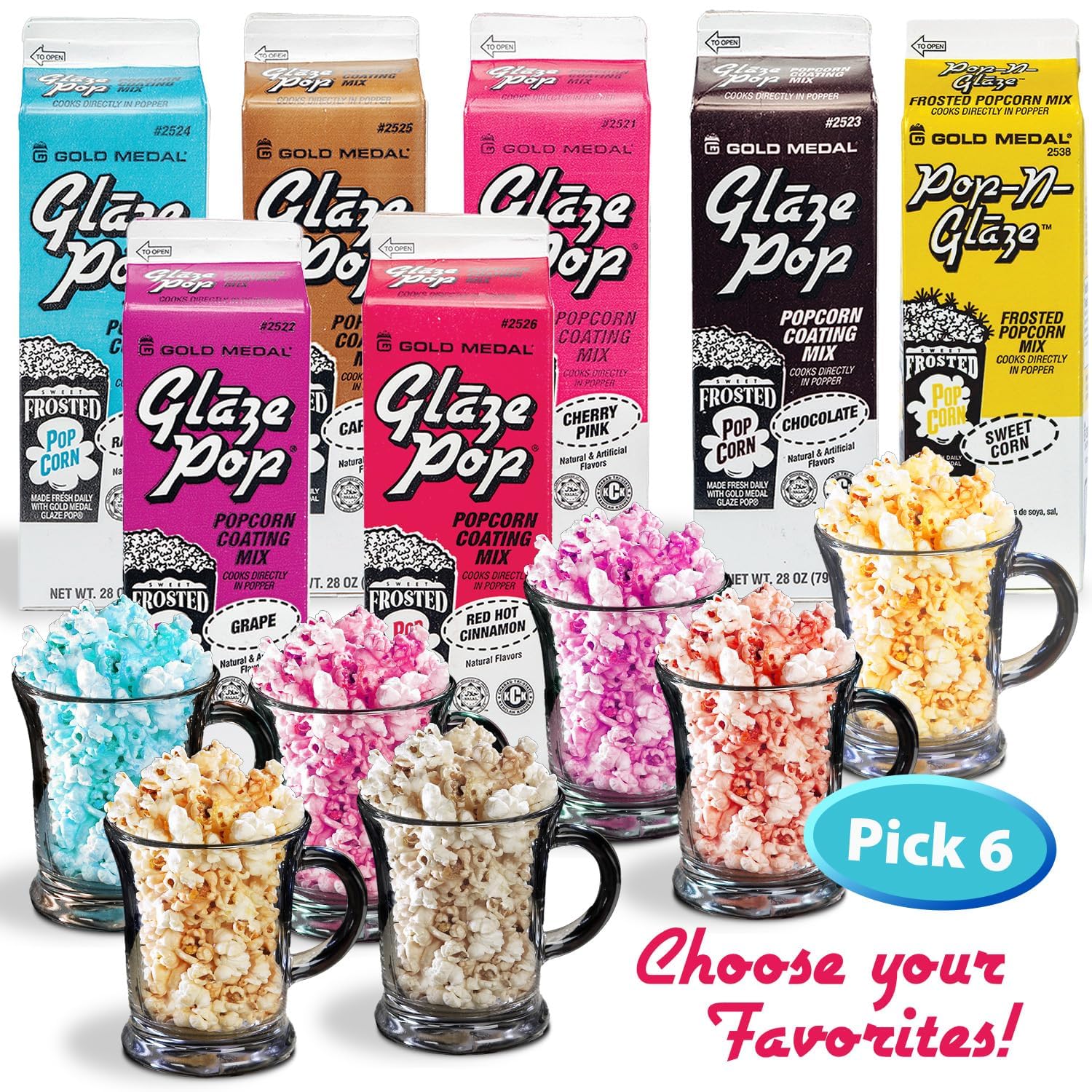 Glaze Pop Popcorn Flavoring – Mystery 6-Pack of Delicious Flavors