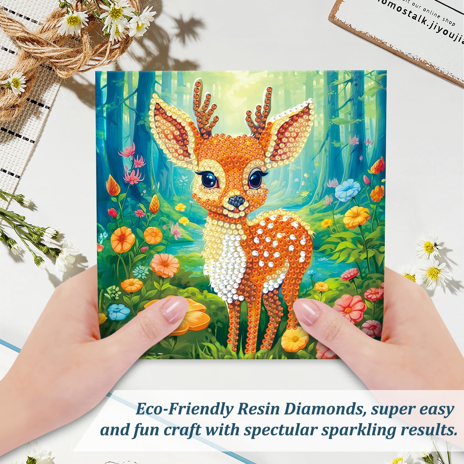 Kit DIY Cartes De Vœux Diamant Painting - 6 Cartes + Enveloppes + Strass + Outils - Pour Noël, Anniversaire, Cadeaux Personnalisés - 3