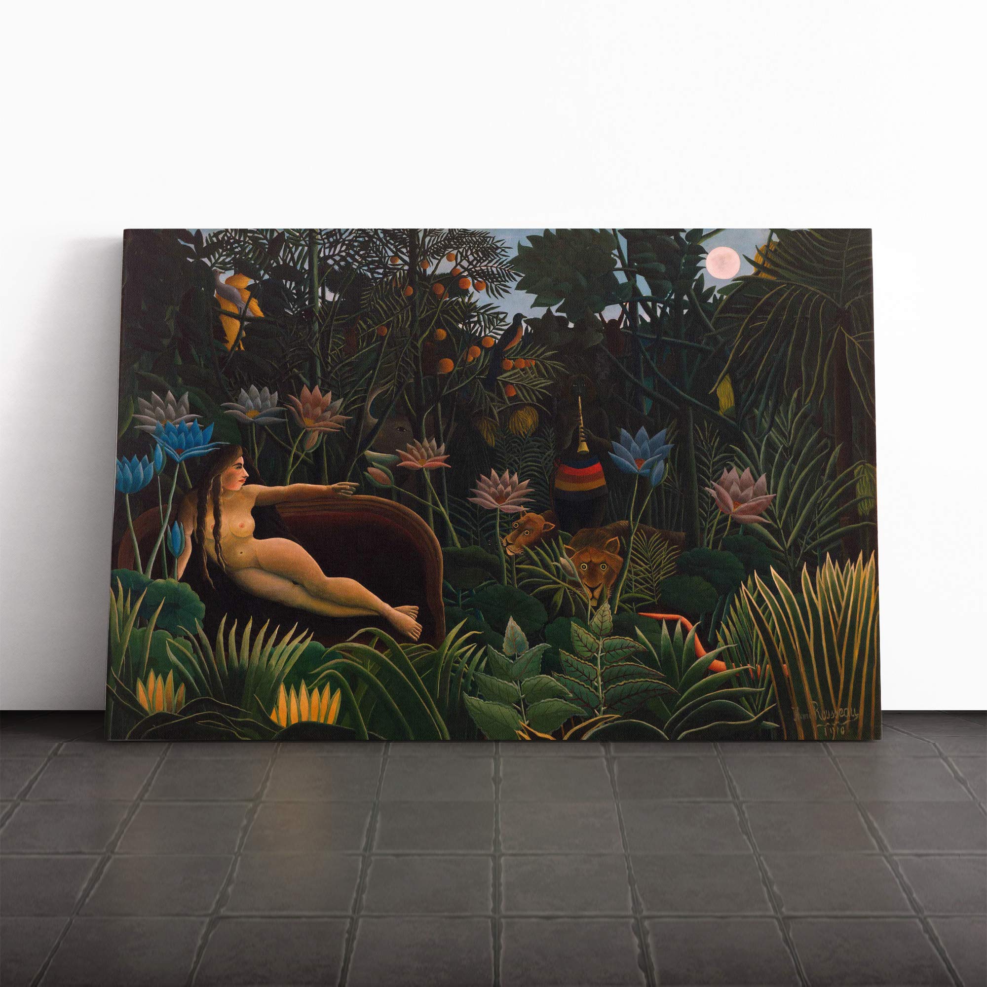 Henri Rousseau Le Reve Canvas Print | Gallery Wrapped 30mm Frame Wall Art | 20x14 inches | Ready to Hang | Modern Picture | Living Room Bedroom Lounge Office