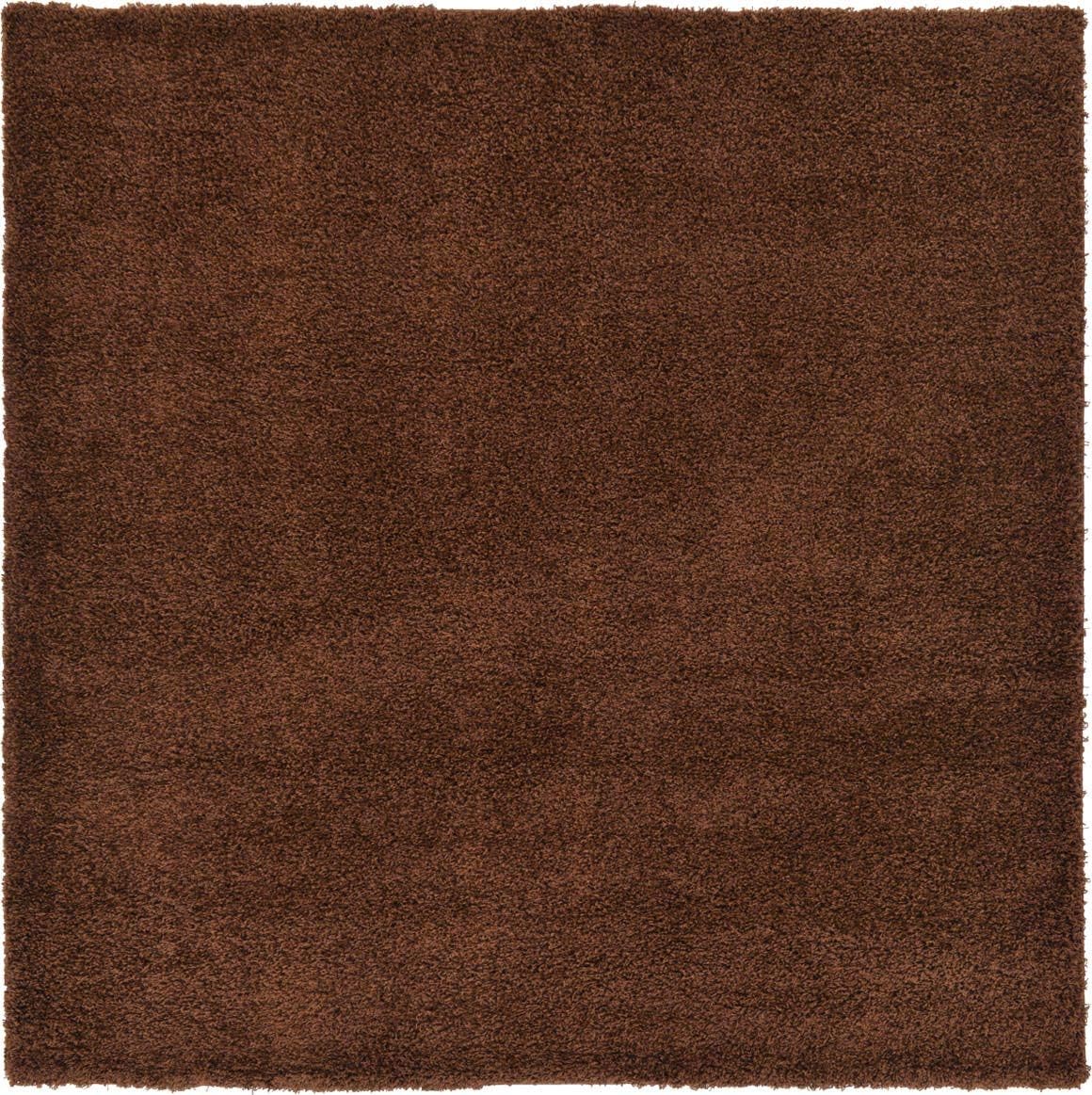 Unique Loom Solid Shag Collection Area Rug (8' Square, Chocolate Brown)