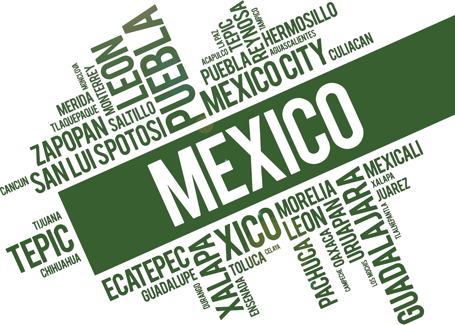 Vinyl Wall Decal Mexico Words Cloud Mexican States City Art Interior Stickers Mural Large Decor (ig5732) Black