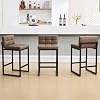 Juego de 3 taburetes de bar FIRAVOE, taburetes de altura de mostrador tapizados en cuero PU con respaldo bajo y patas de metal reforzado, sillas modernas para isla de cocina, bar (café marrón, 3 piezas de 26" para mostrador) 1