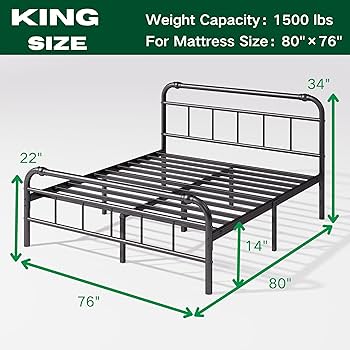 Amazon.com: ZIYOO Metal King Size Bed Frame with Vintage