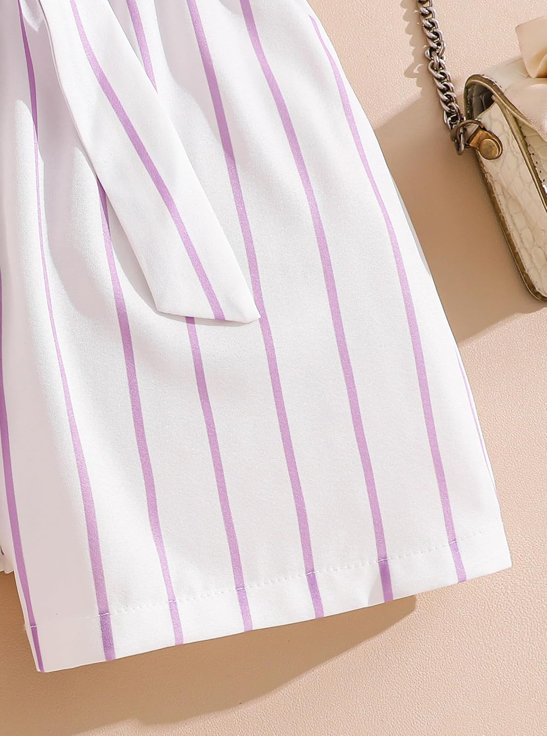 Girls' 2 Pieces Outfits Cute Ruffle Sleeve Top and High Waisted Striped Shorts Set - Image 6