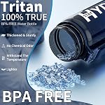 Mevoly Water Bottle, 32oz Sports Motivational Water Bottle with Time Markings to Drink & Strap & Clean Brush, 1L, Tritan, BPA Free, Wide Mouth, LeakProof for Women Men Gym Fitness Outdoor (1 Pack)
