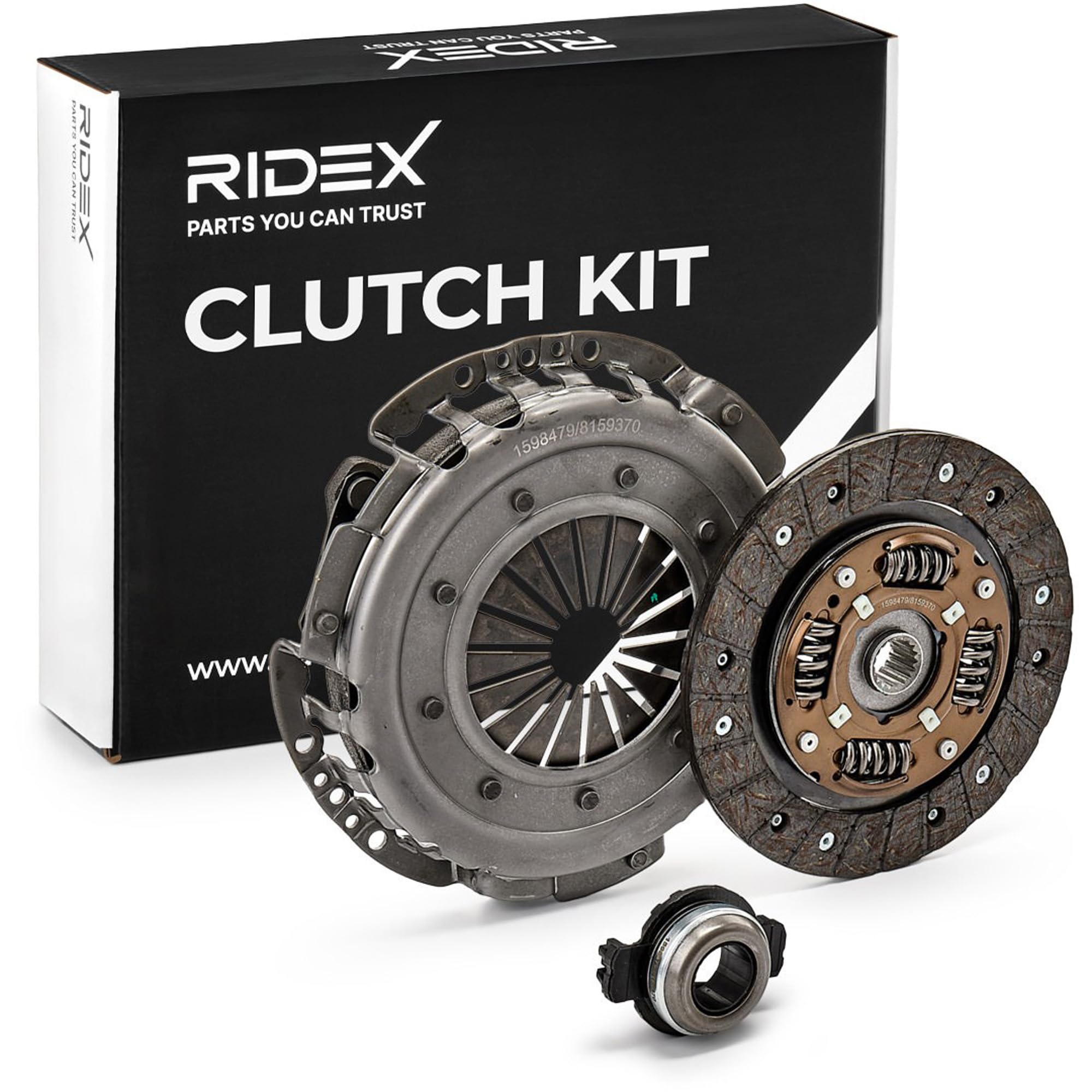 RIDEX 479C0006 Kit de embrague con placa de apriete de embrague con apoyo con plato de embrague con cojinete de desembrague Compatible con PEUGEOT 206 Fastback 2A/C