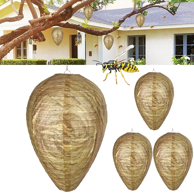 4件户外悬挂黄蜂捕捉器蚂蜂窝假巢驱蜂剂