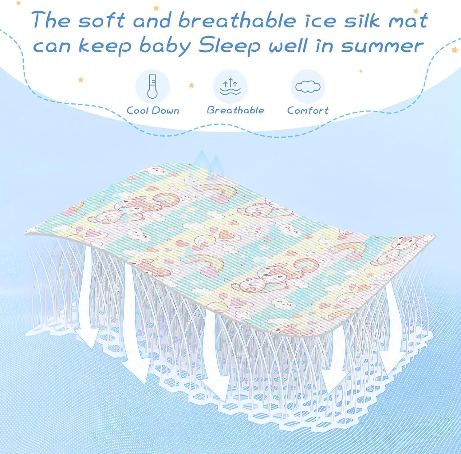 Cooling Baby Crib Mattress 28" x 52" Washable Pastel Cartoon Squirrel Crib Padding for Sides for Baby&Toddler