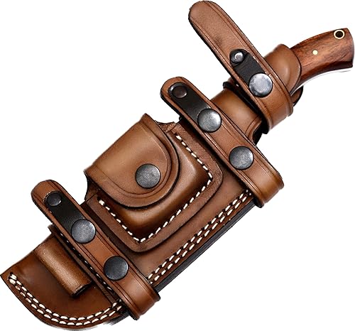 Ottoza Cuchillo de acero D2 con funda y mango de madera, cuchillo de supervivencia para exteriores, cuchillo D2 - Cuchillo de caza de acero D2 de