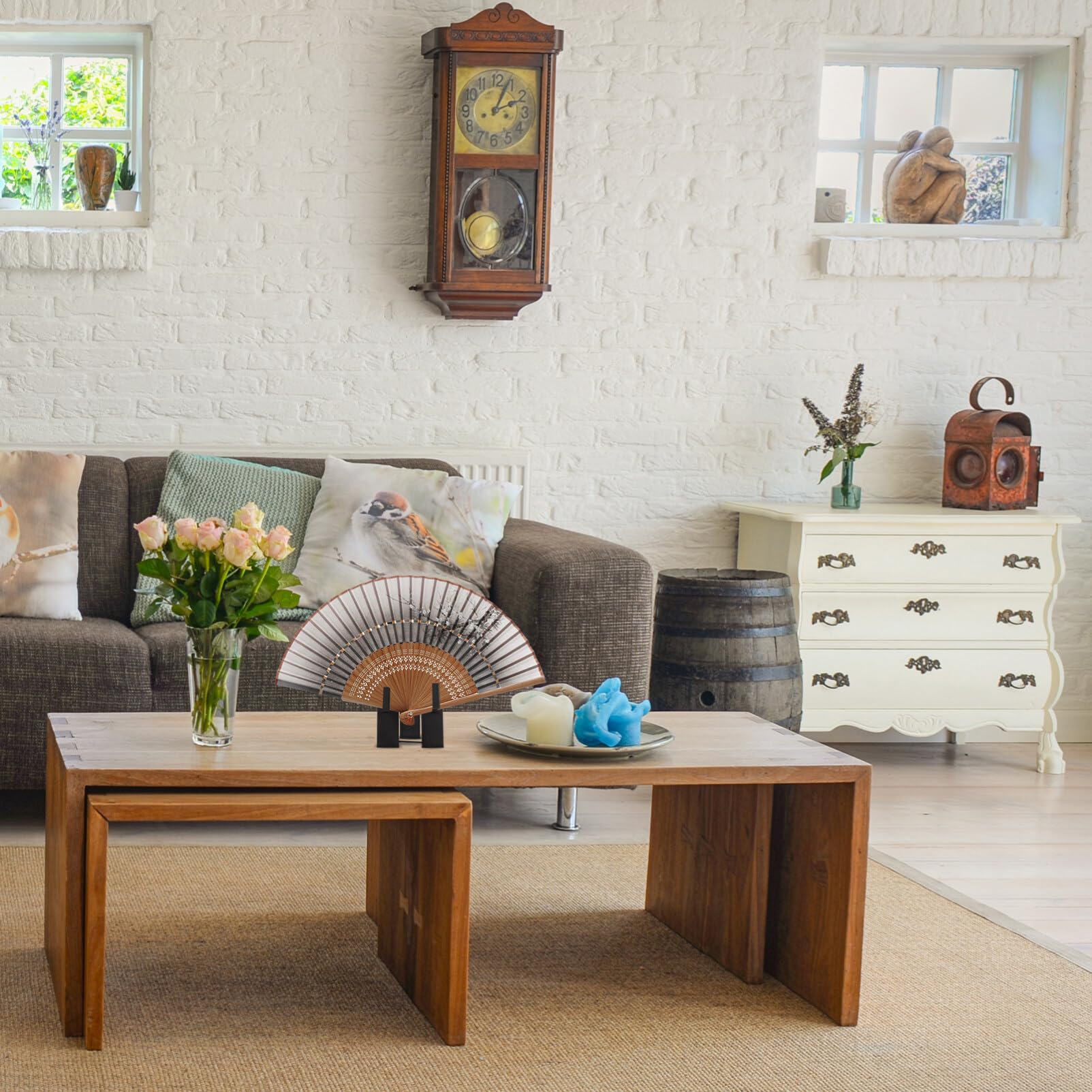 Supporto In Bambù Per Ventagli Cinesi E Giapponesi – Set Da 3, Espositore Decorativo Per Sala Da Tè E Soggiorno