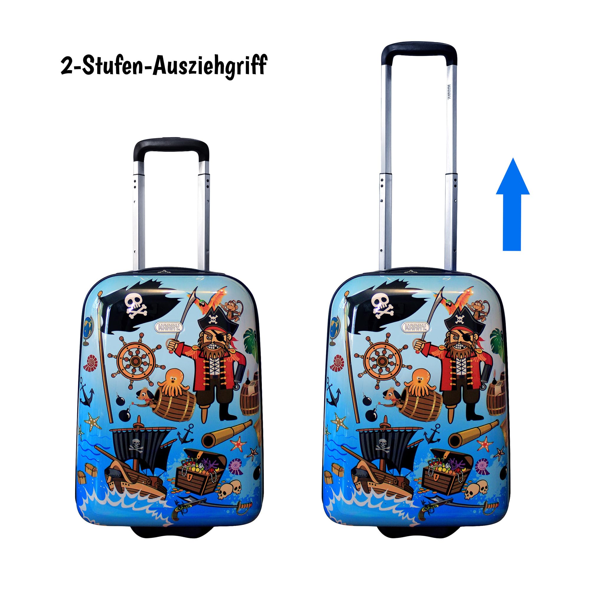 Karry Kinder Kinderkoffer Koffer Reisekoffer Trolley Hartschalen Handgepäck Jungs LED Skater Rollen Pirates Piraten 819