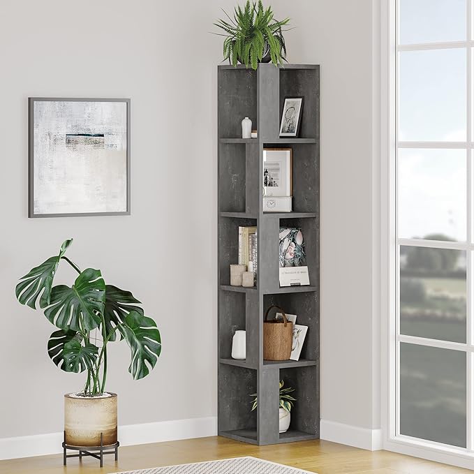 HOCUS PICUS 5 Tier Corner Bookcase with Many Colour Options, 31.4 x 31.