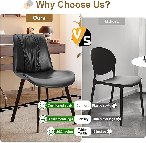 Miniatura 4 de Juego de 4 sillas de comedor tapizadas, modernas sillas de cocina y comedor, piel sintética, patas de metal resistentes, para sala de estar,