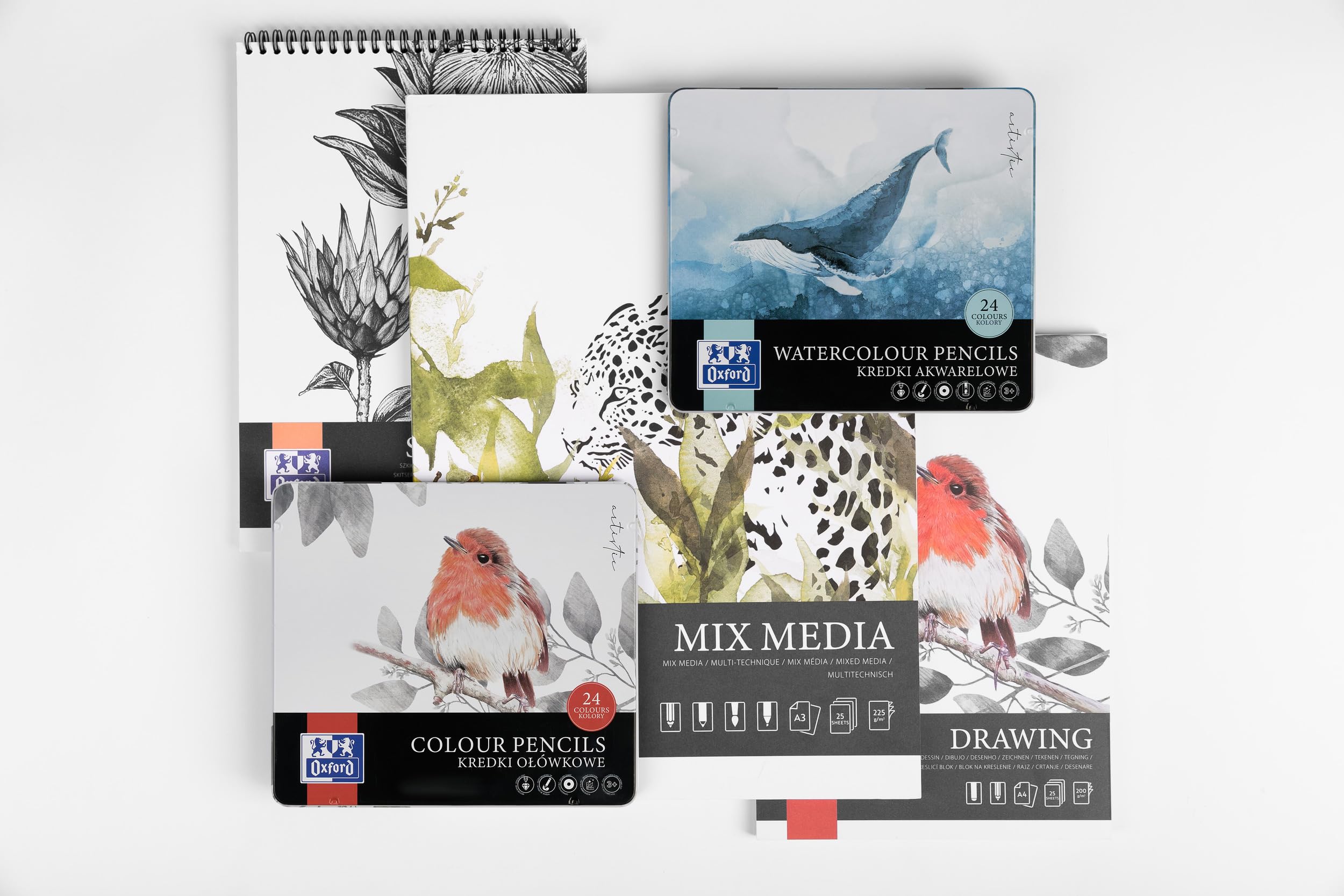 Oxford Art Zeichenblock, säurefreies, recycelbares Papier (Zeichenblock A3 40 Blatt 160g/m², 5)
