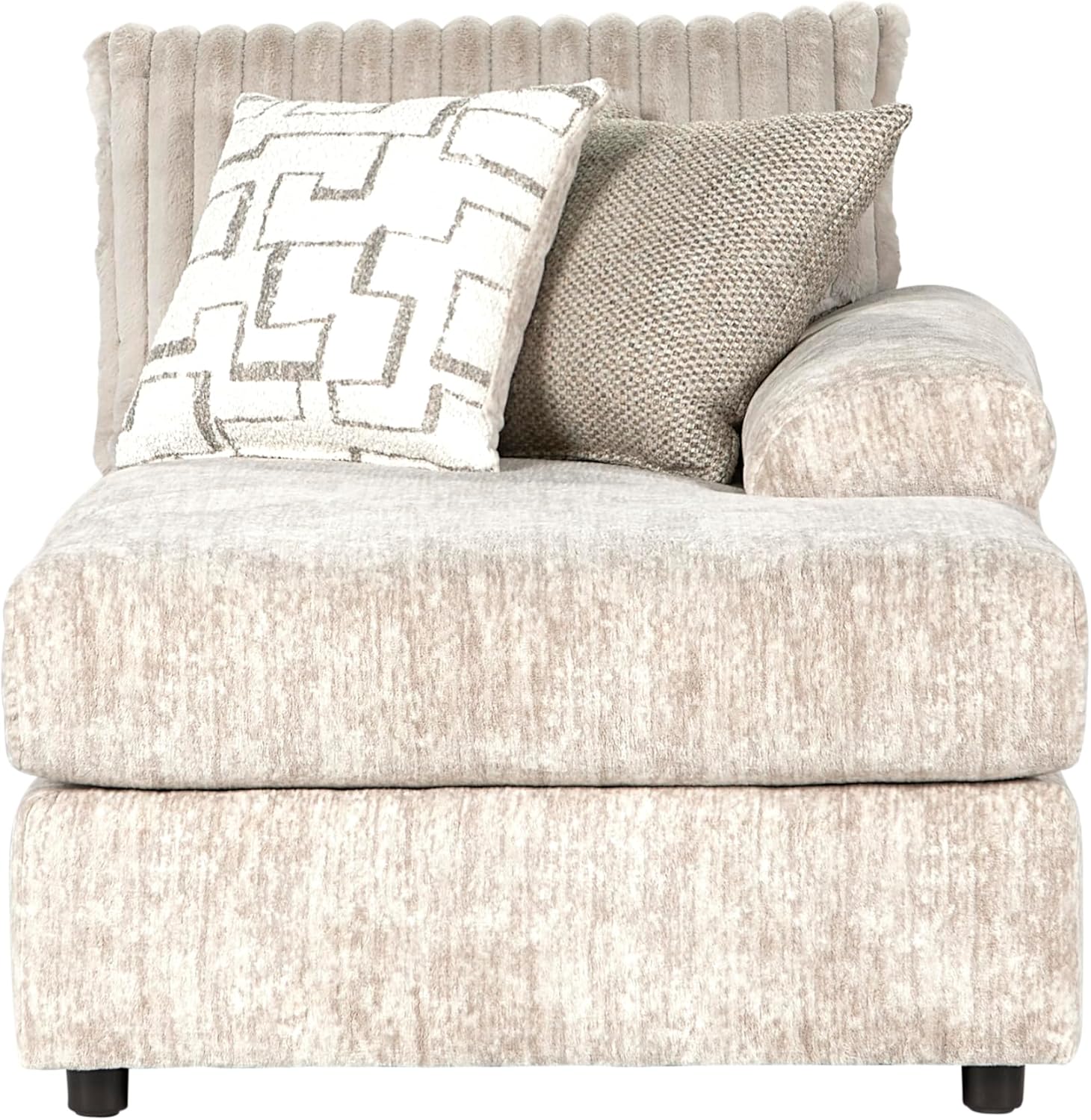 Roundhill Furniture Nason Wide Wale Corduroy Sectional Sofa Chaise, Parchment