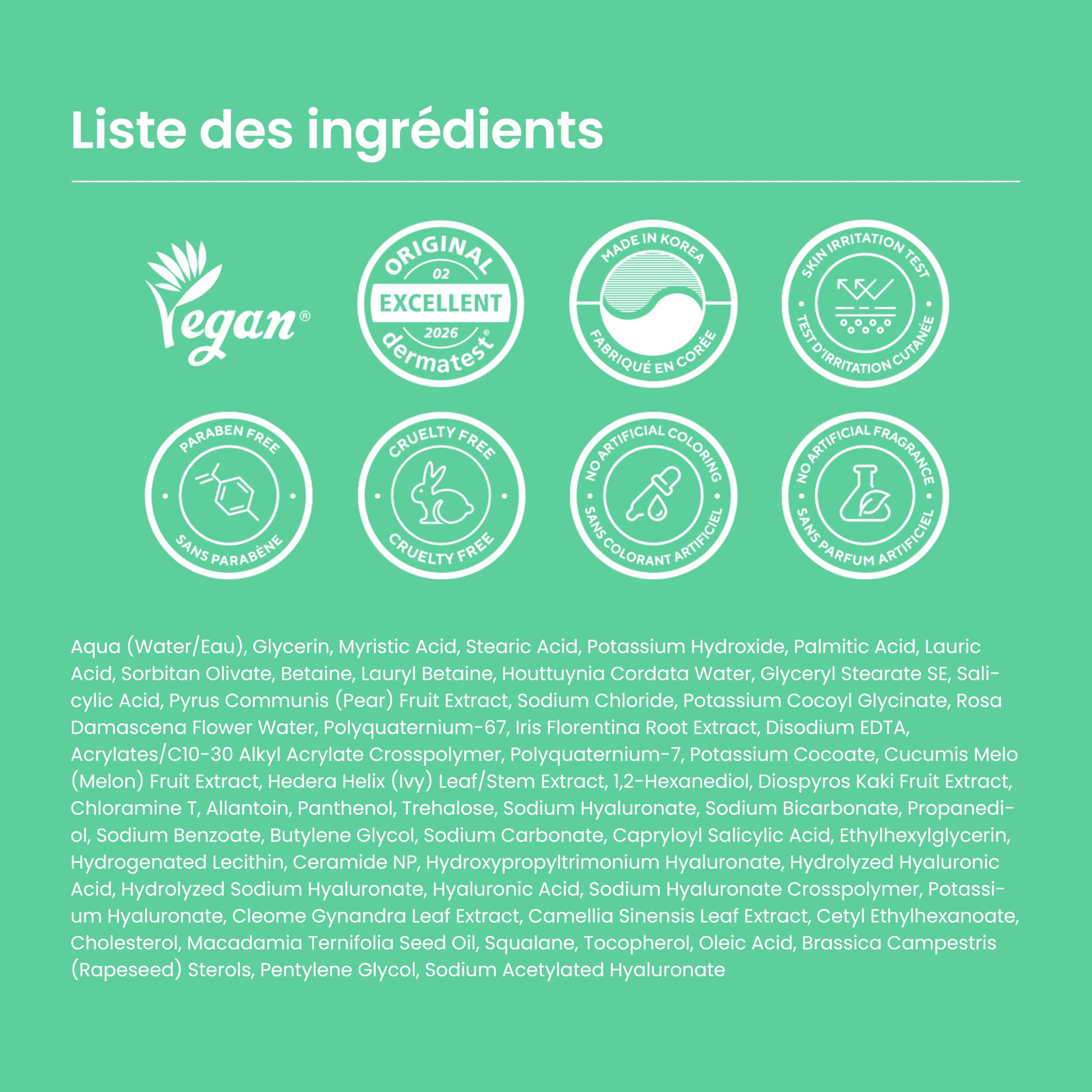 caraseoul Heartleaf Mousse Nettoyante Apaisante Profonde, Nettoyant Visage pour Double Nettoyage, Acide Hyaluronique & BHA, Doux pour Peau Sensible, Soin Coréen (150ml/5.07 fl. oz)