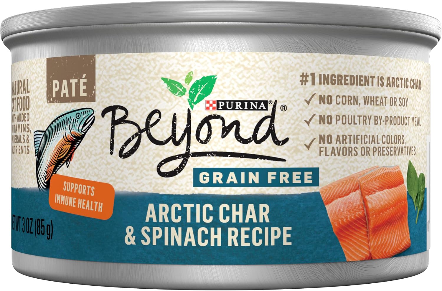 Purina Beyond Grain Free Arctic Char and Spinach Recipe Wet Cat Food Pate - (12) 3 oz. Cans