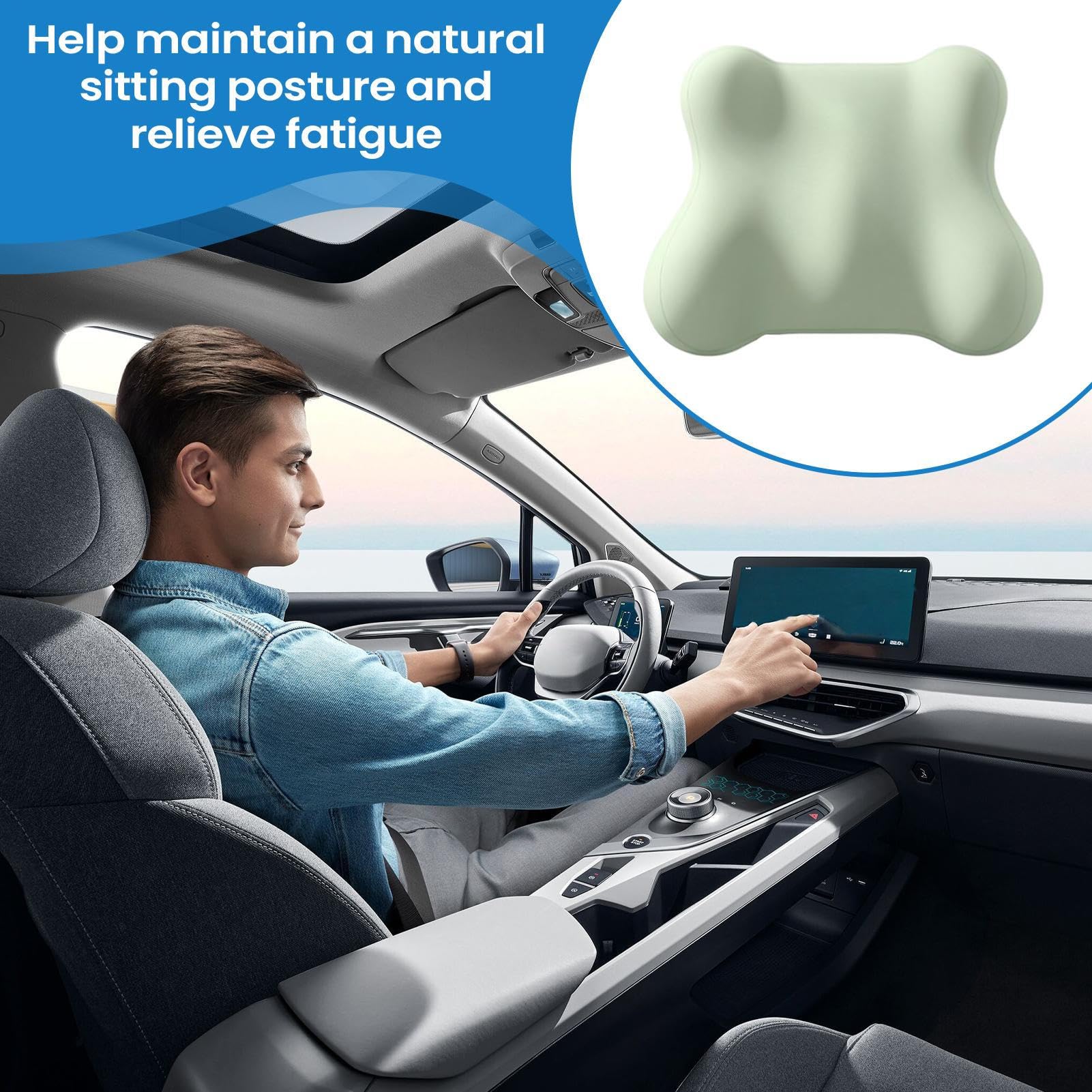 Lendenwirbelstützkissen für Auto | Ergonomisches Fahrzubehör, Lenden- und Halswirbelstütze für Fahrersitz | für Fahrer, Büro, Sofa, Reise, Sessel, Spielzeug, Flugzeug