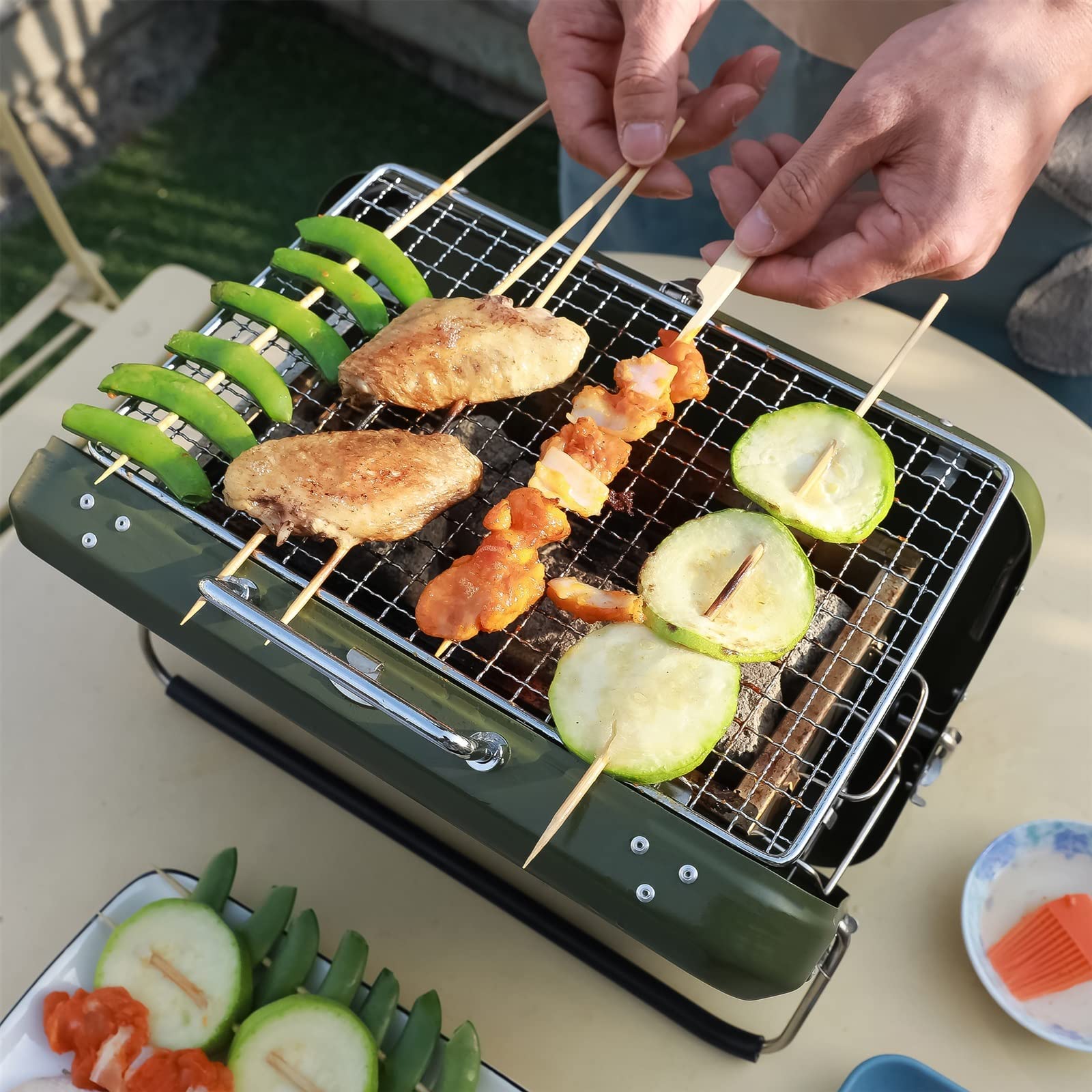 Przenośny Grill Ogrodowy Typu Walizka Do Grillowania Na Kempingu, Pikniku, Piec Do Grillowania Na Węgiel Drzewny Do Użytku Domowego