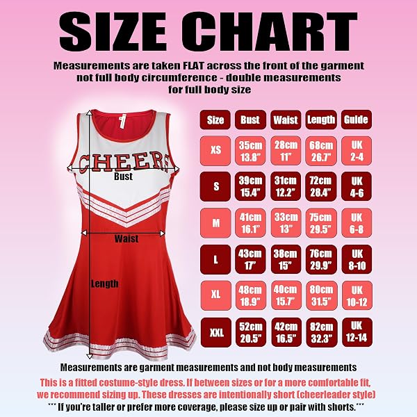 Cherry-on-Top Uniforme da cheerleader, con pompon, costume per musical a tema scuola superiore, 6 colori e 5 taglie disponibili - 2